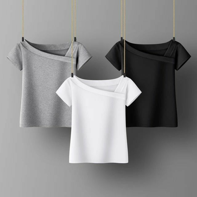 Cotton Plain Asymmetrical Top